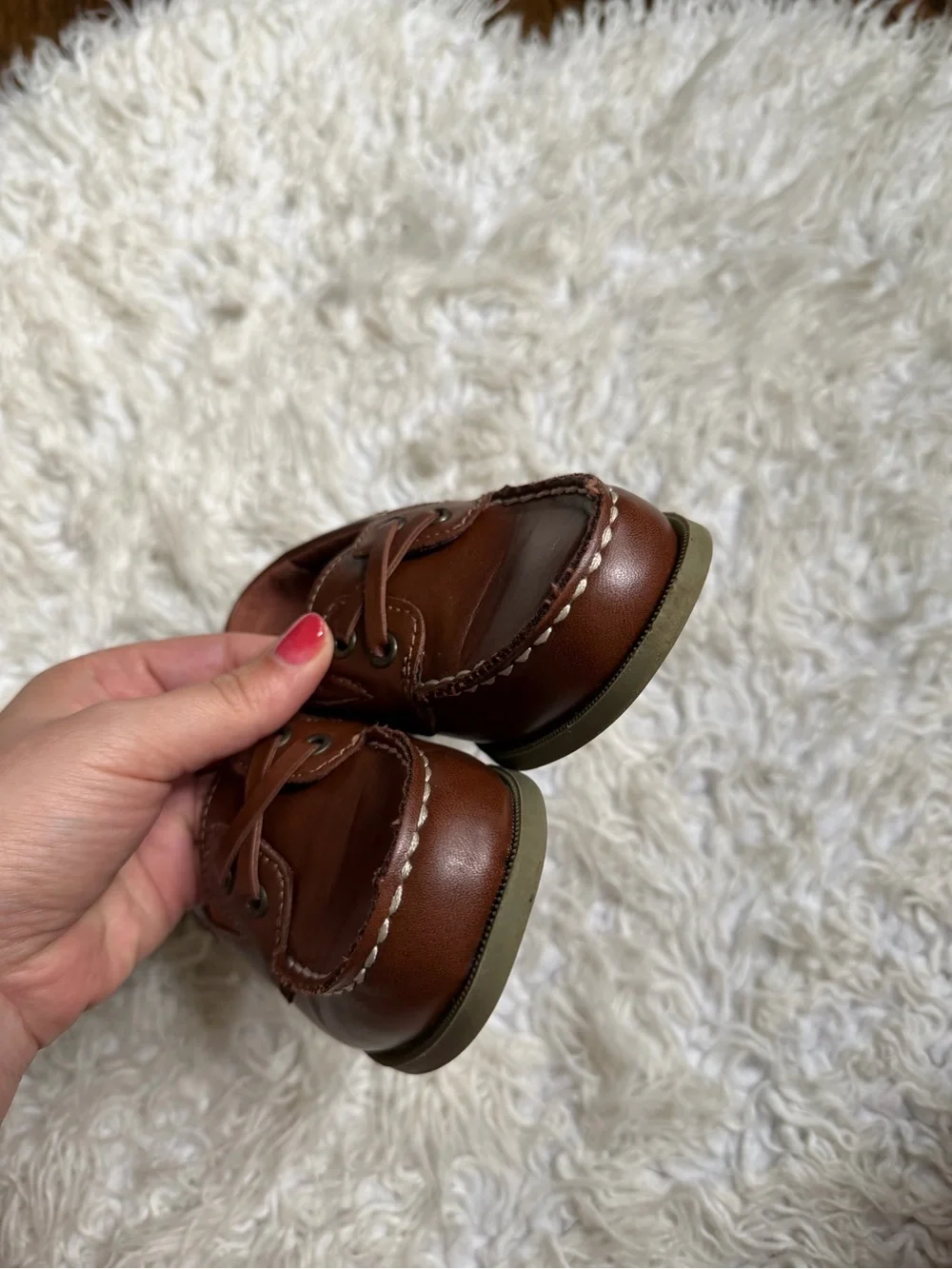Carter's Brown Leather-Style Kids Boat Shoes